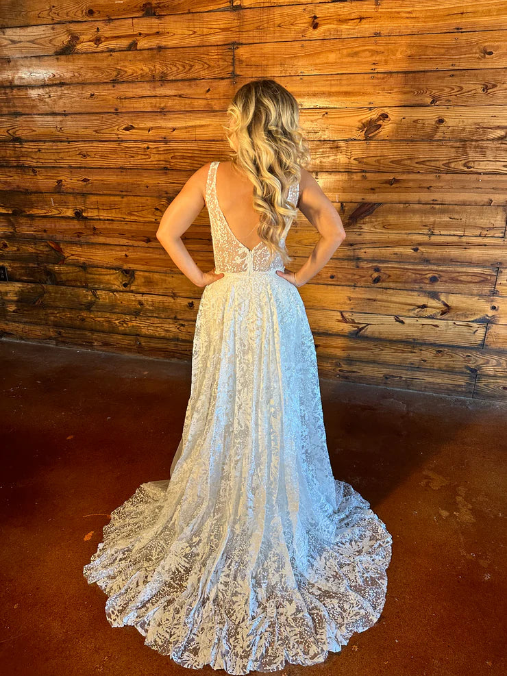 DingJiDress Elegant Ivory Glitter Tulle Over Champagne Lining Wedding Dresses