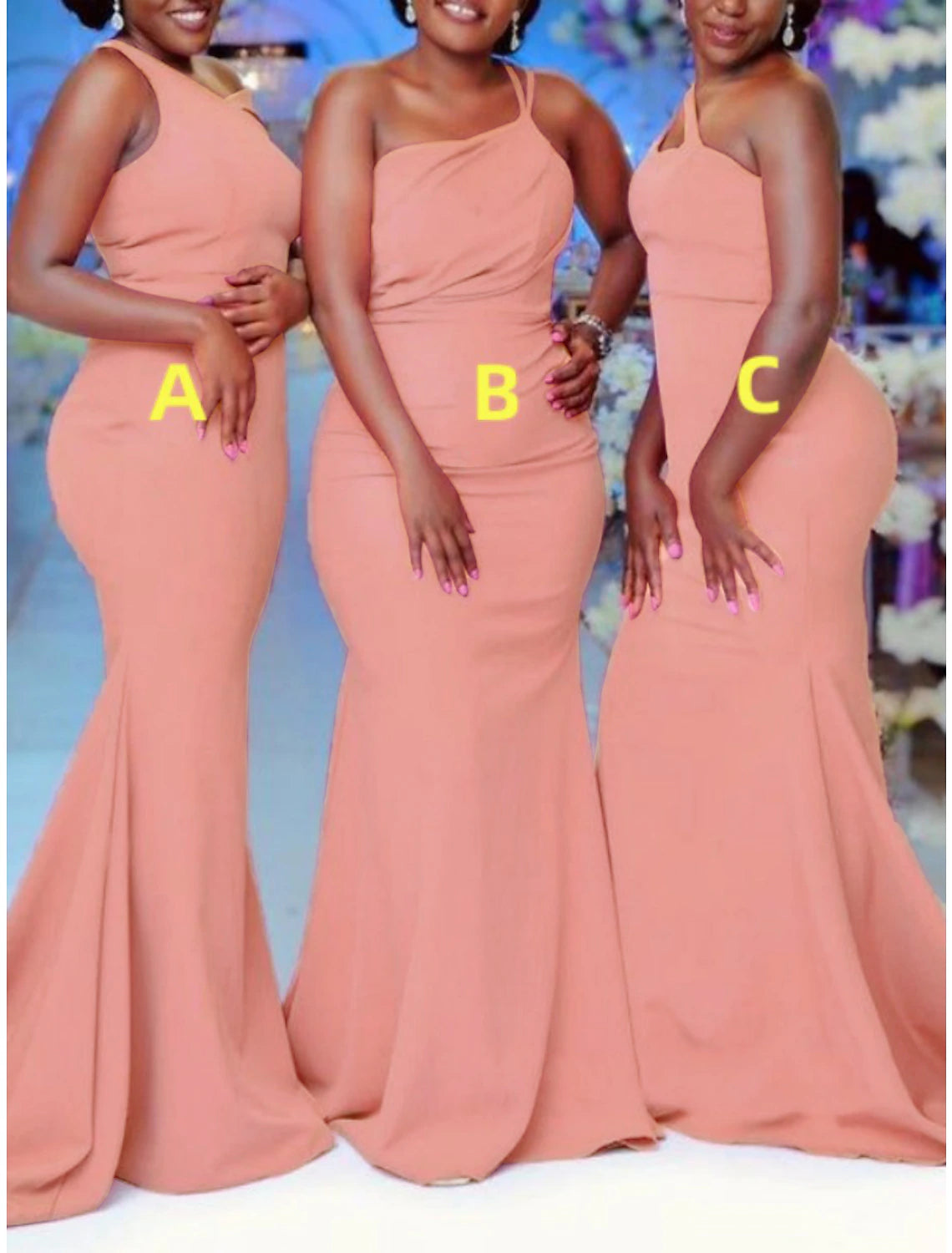 Mermaid / Trumpet Bridesmaid Dress One Shoulder Sleeveless Elegant Sweep / Brush Train Stretch Fabric with Ruching