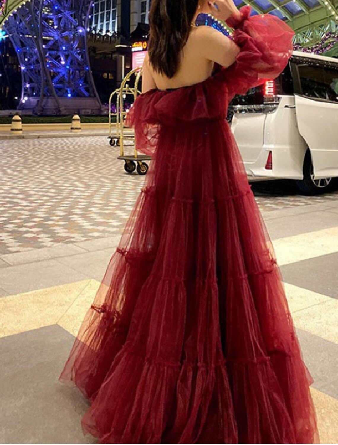 Ball Gown Elegant Princess Quinceanera Formal Evening Dress Off Shoulder Long Sleeve Floor Length Organza