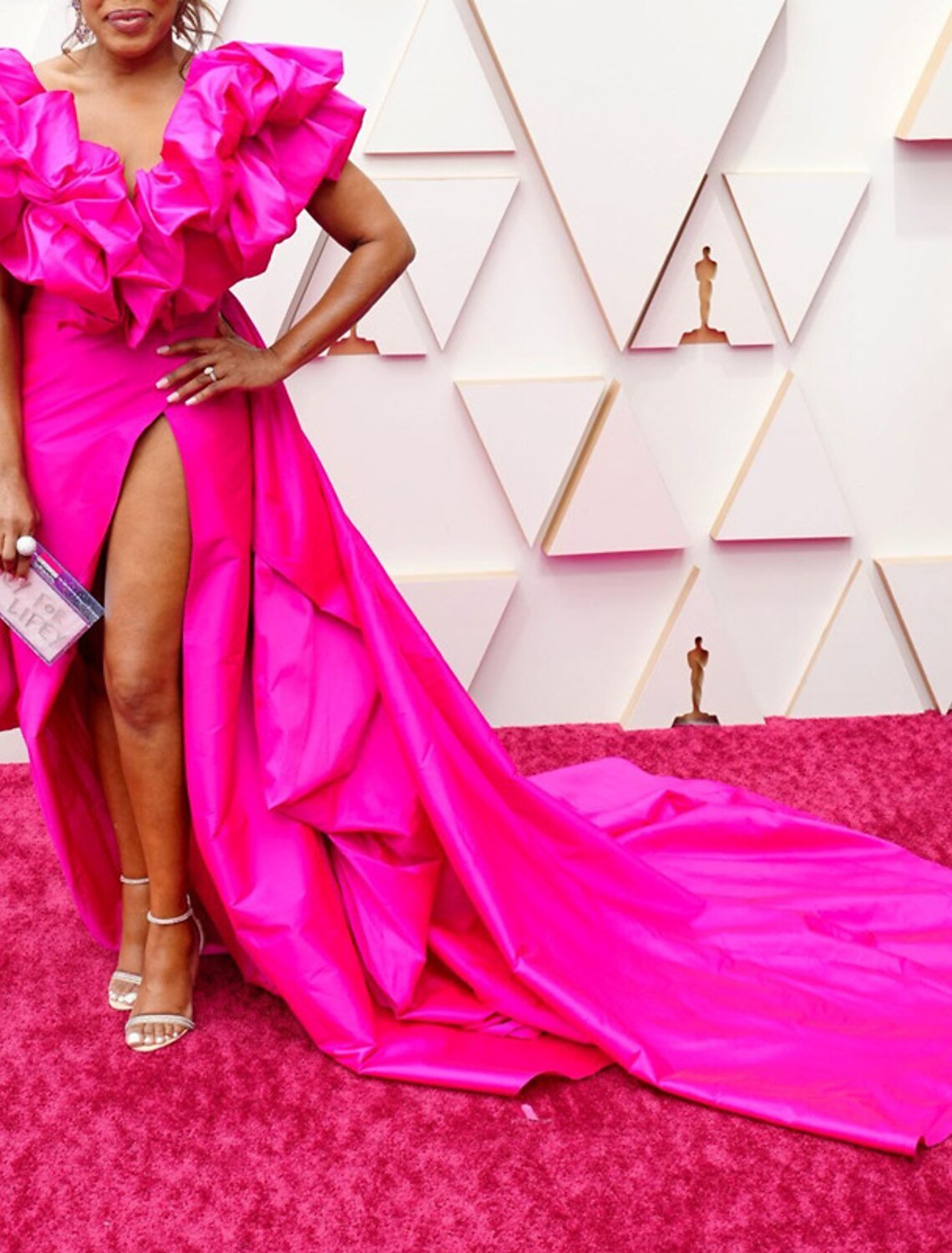 Mermaid / Trumpet Evening Gown Celebrity Style Dress Formal Wedding Guest Court Train Sleeveless V Neck Taffeta with Ruffles