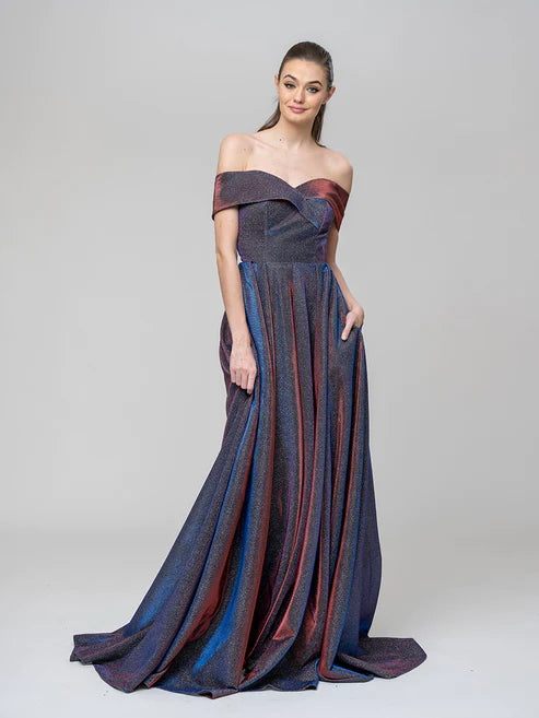 DingJiDress A Line Off The Shoulder Long Prom Dresses With Pockets