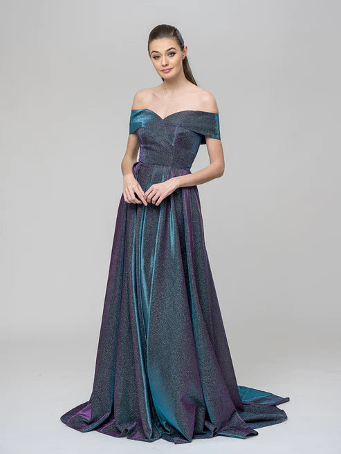 DingJiDress Sweetheart Metallic Glitter A Line Off the Shoulder Prom Dresses