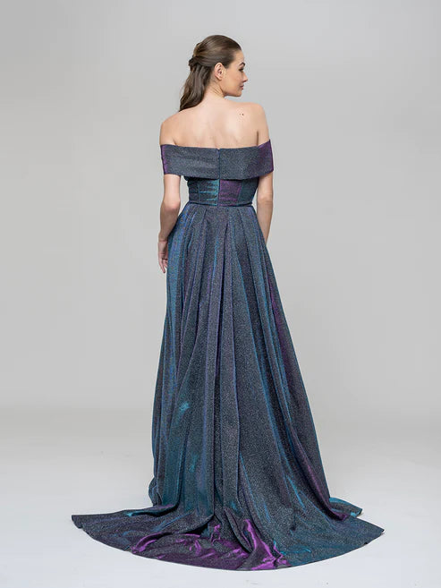 DingJiDress Sweetheart Metallic Glitter A Line Off the Shoulder Prom Dresses