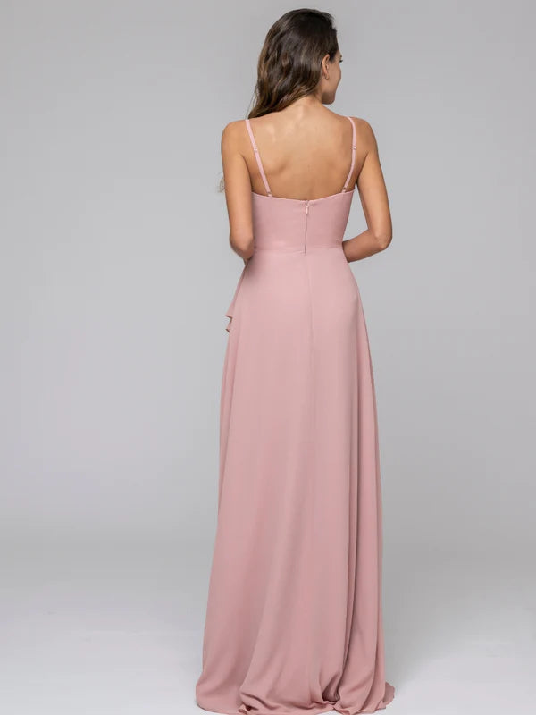 Ruffles Spaghetti Strap Sweetheart Chiffon Bridal Party Dresses