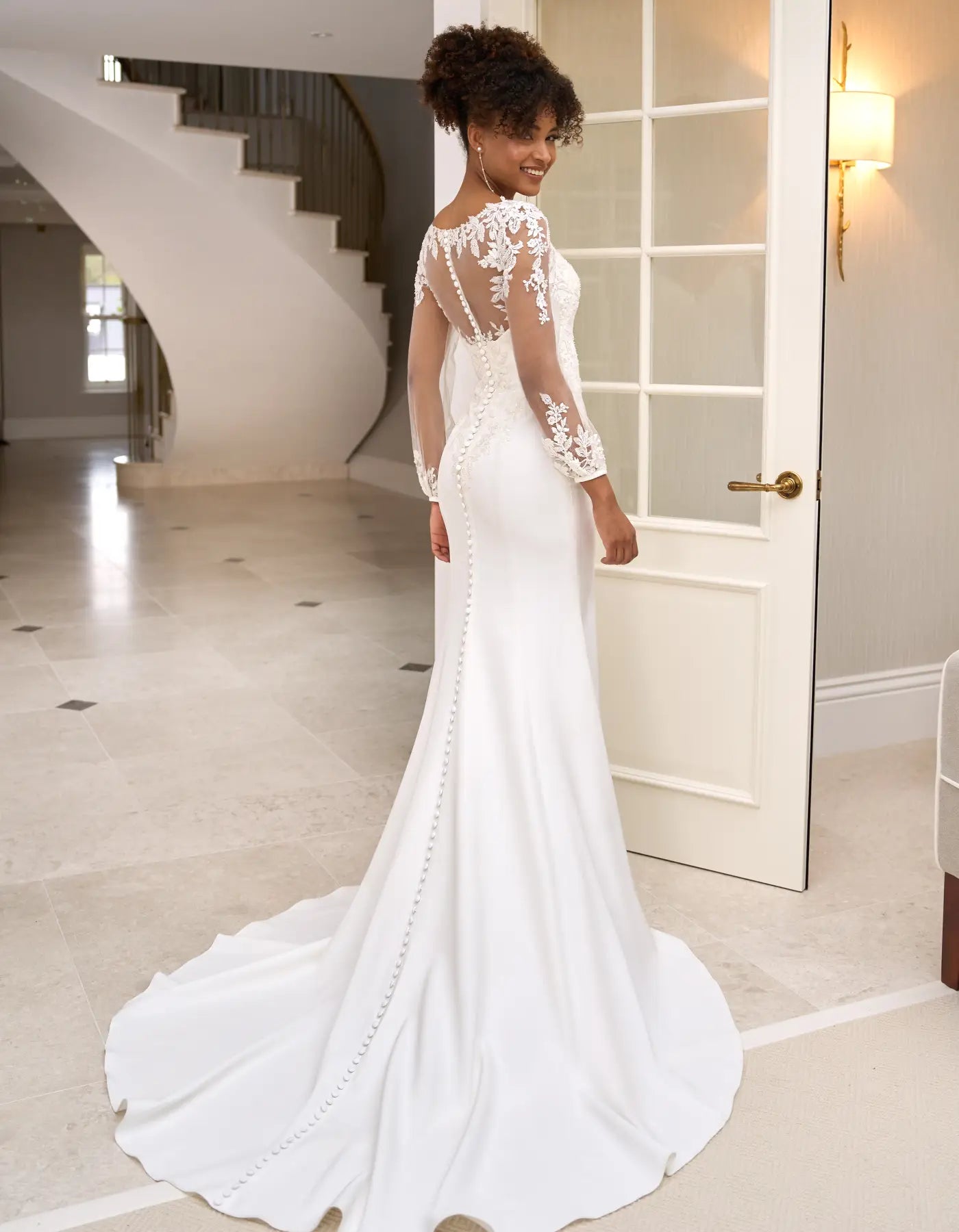 DingJiDress a crepe sheath with balloon sleeves