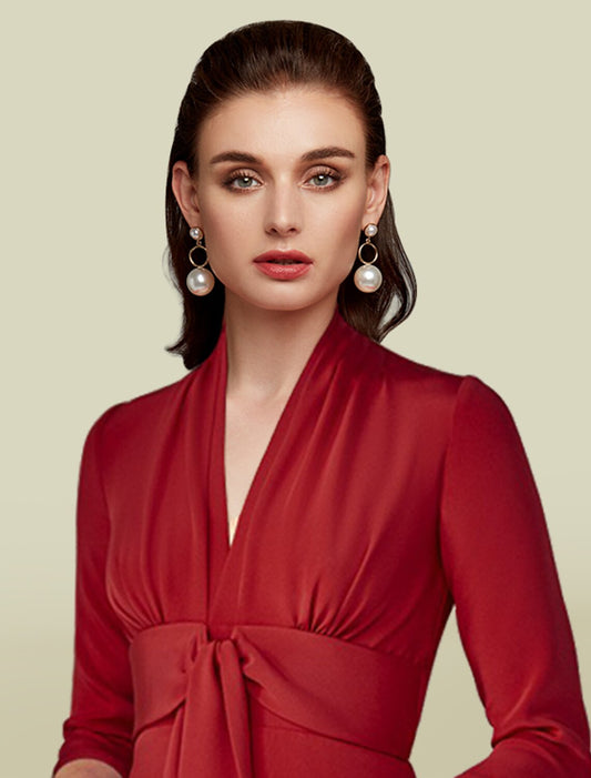A-Line Mother of the Bride Dress Elegant V Neck Floor Length Charmeuse Sleeve with Ruching