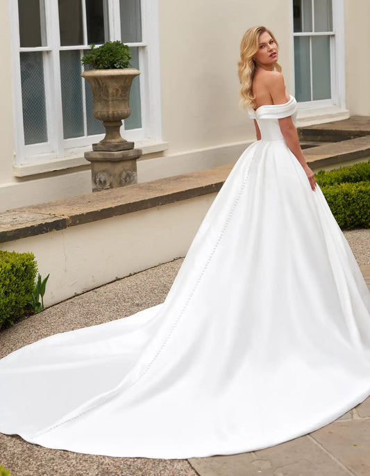 DingJiDress flattering off-the-shoulder mikado a-line