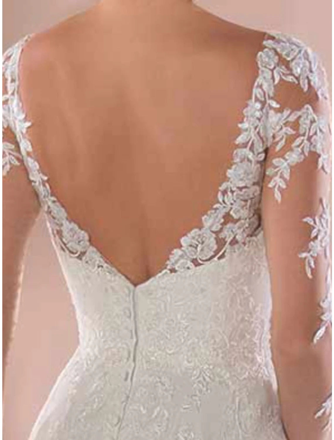 A-Line Prom Dresses Elegant Dress Wedding Guest Wedding Party Sweep / Brush Train Long Sleeve V Neck Chiffon with Appliques