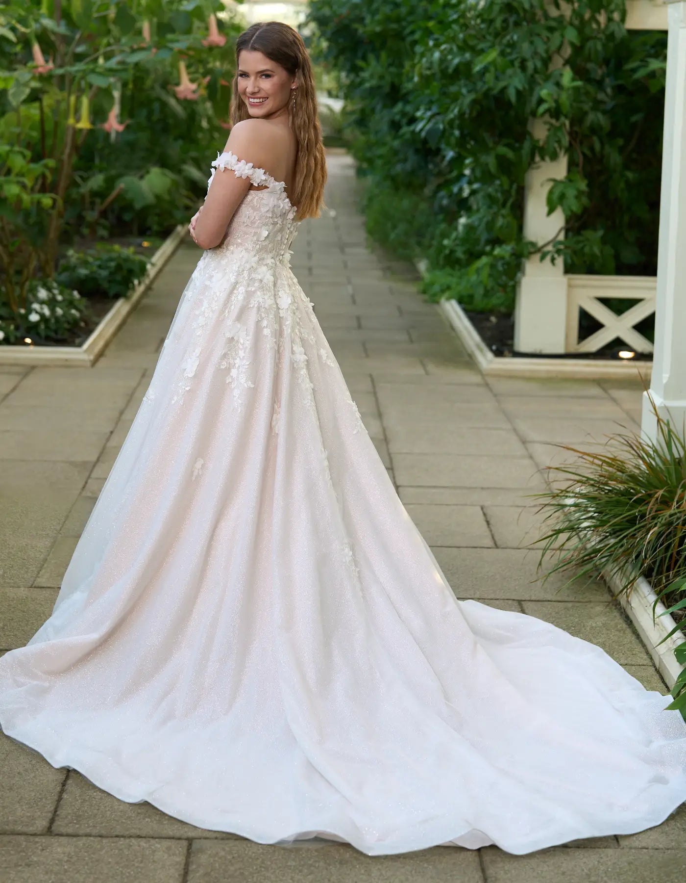 an ultra sparkly a-line 3d florals