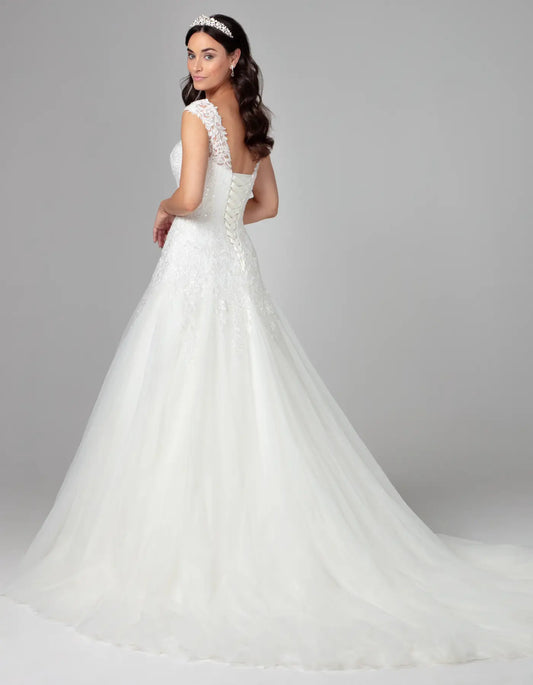 DingJiDress a floral lace-covered fit and flare with straps