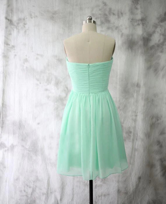 DingJiDress Party Dresses Short Bridesmaid Dresses Mint Chiffon