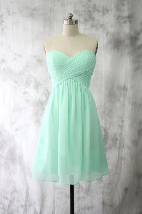DingJiDress Party Dresses Short Bridesmaid Dresses Mint Chiffon