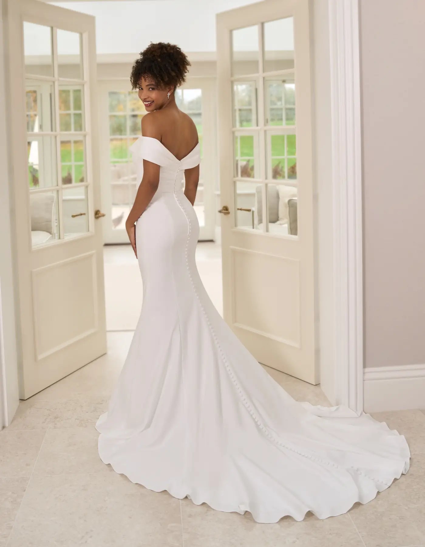 DingJiDress an off-the-shoulder crepe sheath