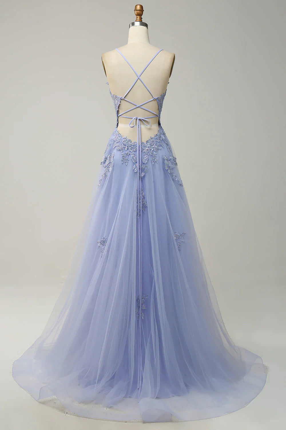 DingJiDress A Line Spaghetti Straps Green Long Prom Dress with Criss Cross Back