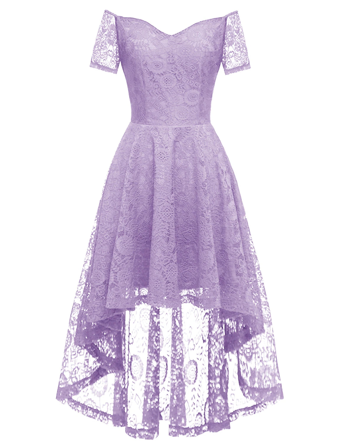 A-Line Cocktail Dresses Vintage Dress Graduation Party Wear Knee Length Short Sleeve Off Shoulder Lace with Pleats