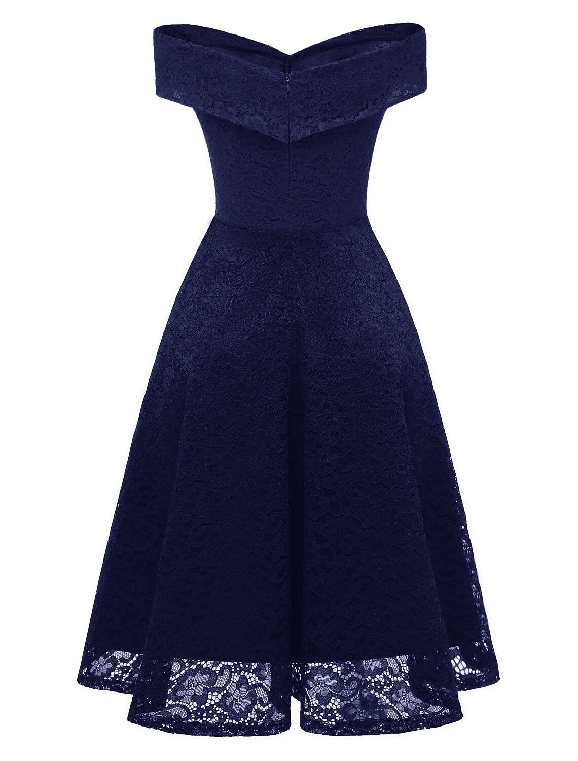 A-Line WE Party Dress Holiday Graduation Knee Length Short Sleeve Off Shoulder Bridesmaid Dress Lace with Pleats