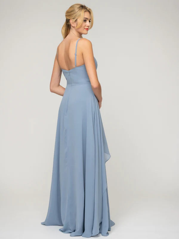 A Line Princess Spaghetti Strap Chiffon Bridesmaid Dresses