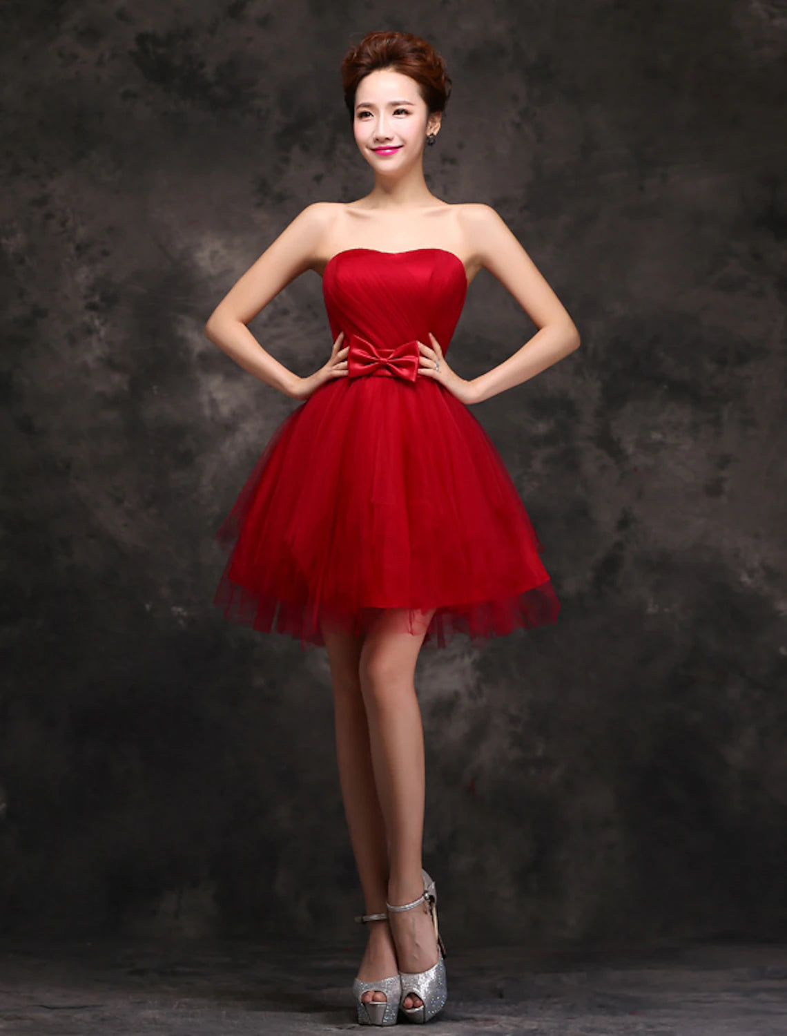 Ball Gown Cocktail Dresses Vintage Dress Homecoming Party Wear Short / Mini Sleeveless Sweetheart Tulle with Bow(s) Ruffles