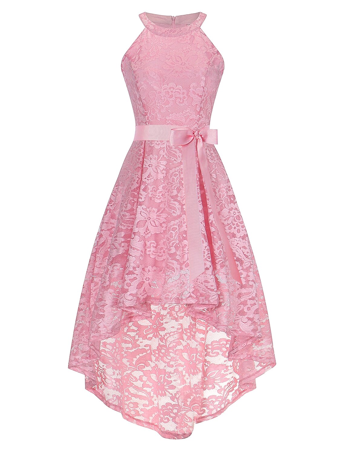 A-Line Special Occasion Dresses Hot Dress Homecoming Graduation Asymmetrical Sleeveless Halter Neck Lace with Sash / Ribbon Bow(s)