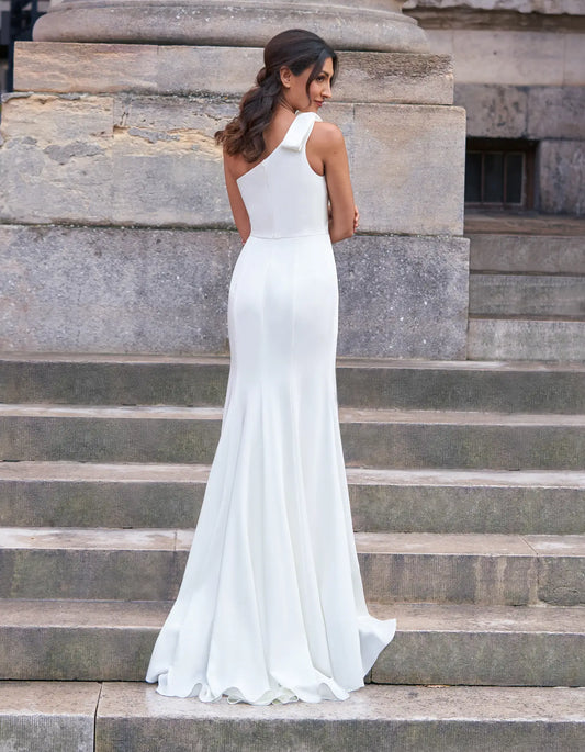 DingJiDress a one shoulder sheath with split skirt