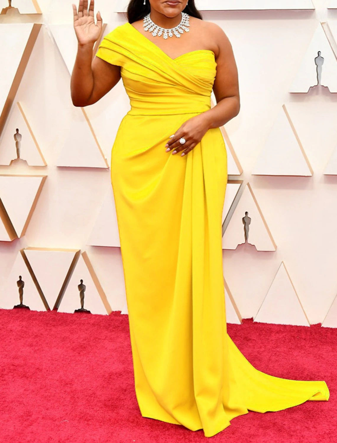 Mermaid / Trumpet Evening Gown Celebrity Style Dress Formal Wedding Guest Sweep / Brush Train Sleeveless One Shoulder Satin with Ruched