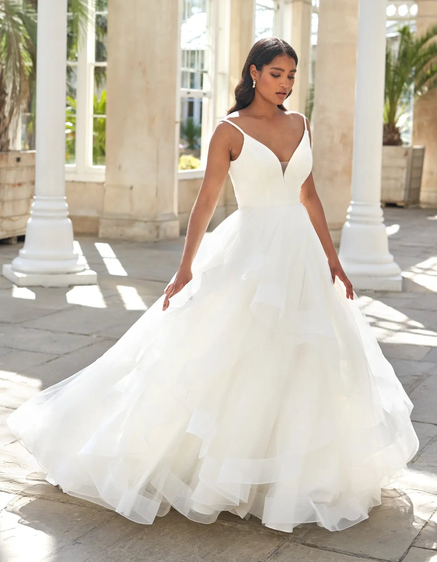 DingJiDress a tulle ballgown with ruffle waterfall skirt