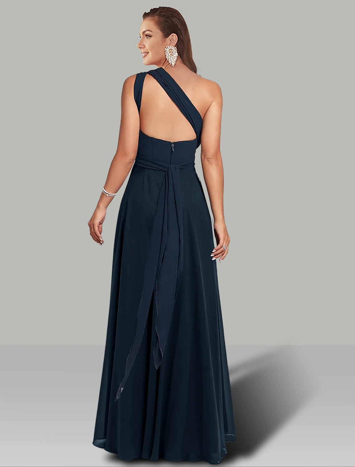 A-Line Wedding Guest Dresses Infinity Dress Wedding Party Floor Length Short Sleeve Halter Convertible Chiffon with Ruched