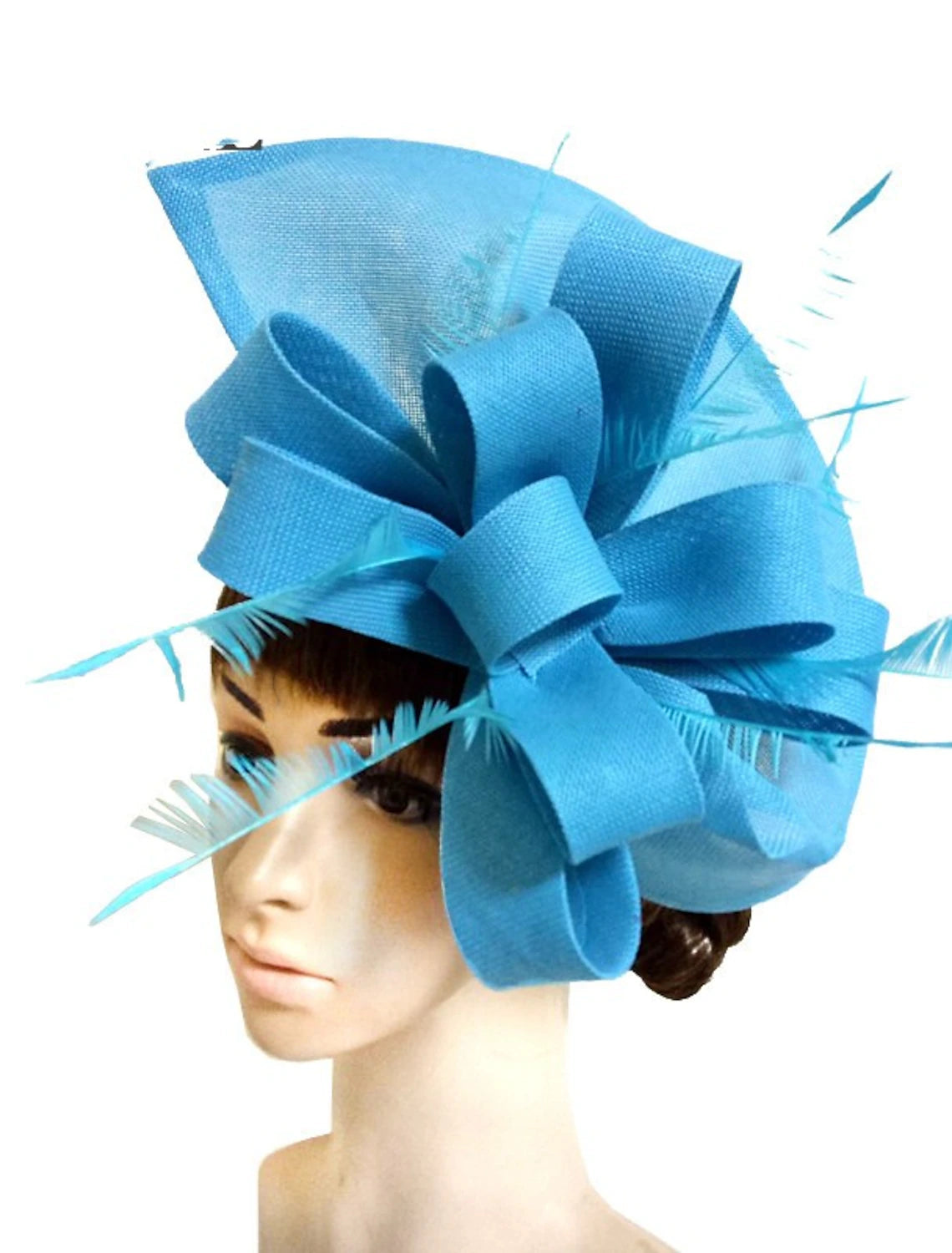 DingJiDress Fascinators Sinamay Wedding Kentucky Derby Cocktail Retro Bridal With Feather Floral Headpiece Headwear