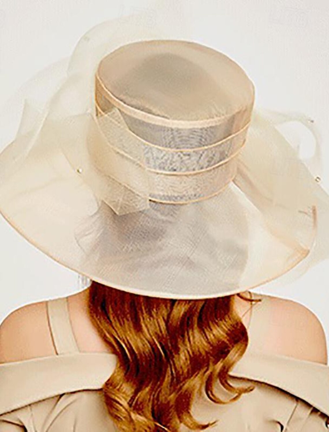 DingJiDress Fascinators Kentucky Derby Hat Headwear Organza Bucket Hat Floppy Hat Sun Hat Holiday Cocktail Elegant Vintage With Rhinestone Cap Headpiece Headwear