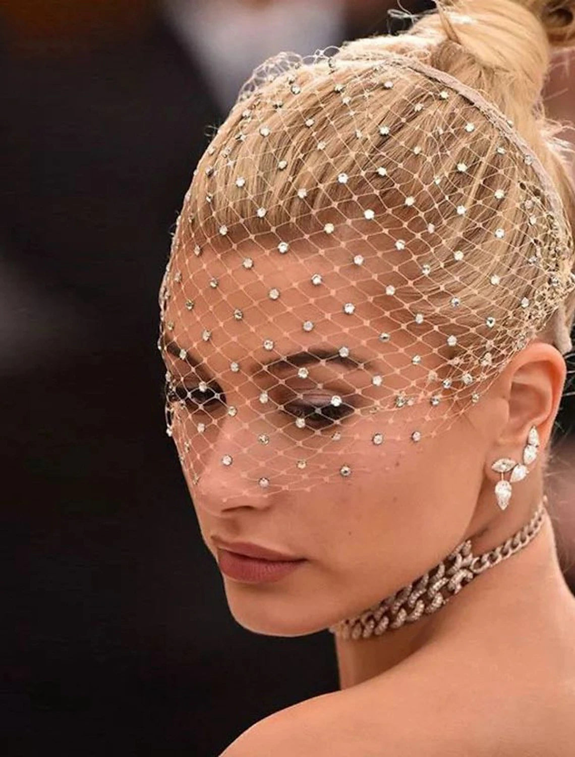 DingJiDress One-tier Stylish / European Style Wedding Veil Blusher Veils / Birdcage Veils with Crystals / Rhinestones Tulle