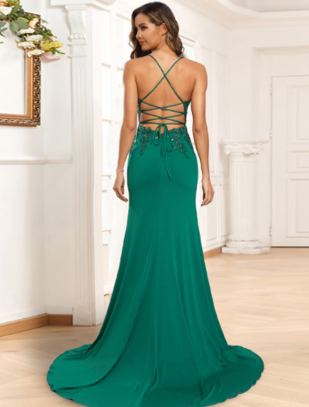 Prom Dresses Floral Dress Formal Sleeveless Strap Stretch Satin with Sequin