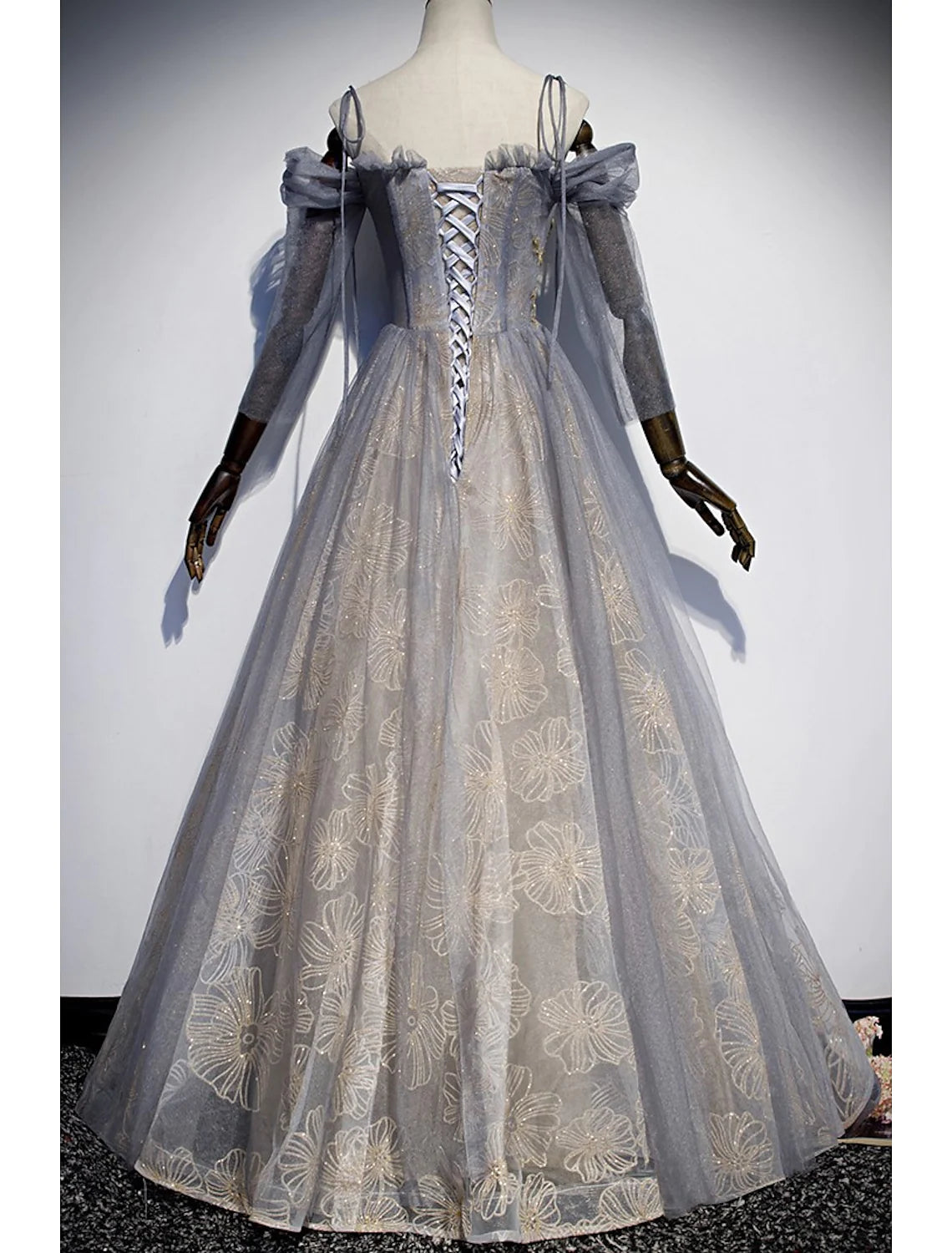 A-Line Prom Dresses Dress Wedding Floor Length Strap Tulle with Sequin Embroidery