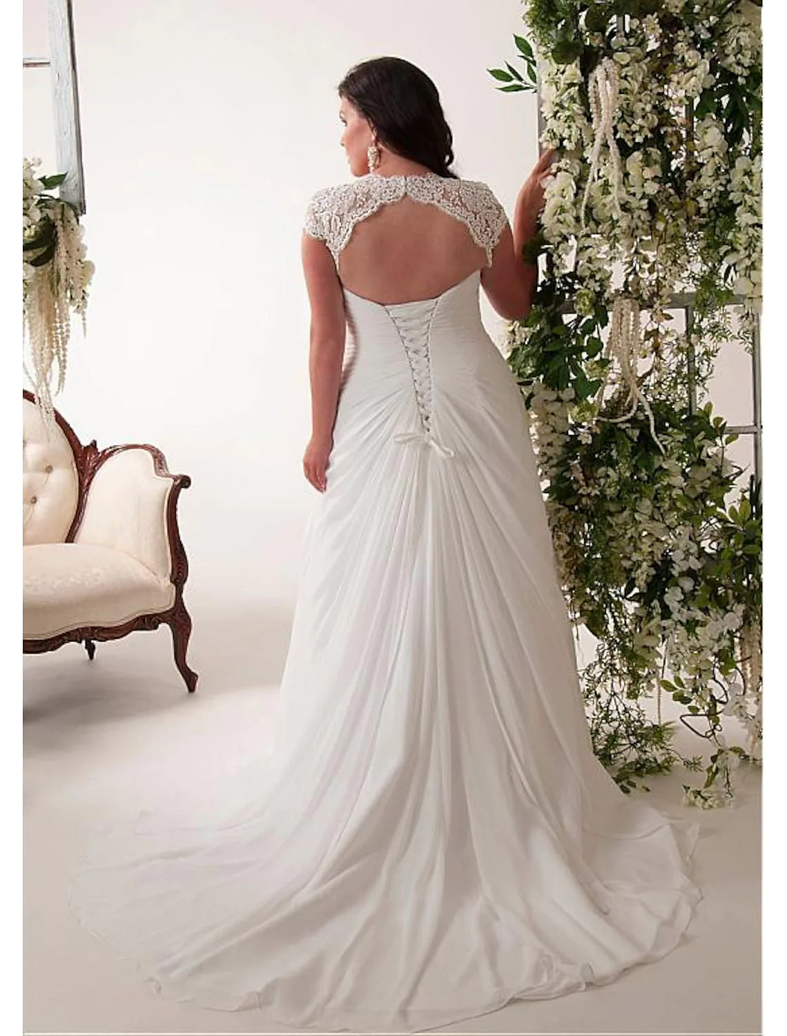 Wedding Dresses Sleeveless V Neck Chiffon With Pleats