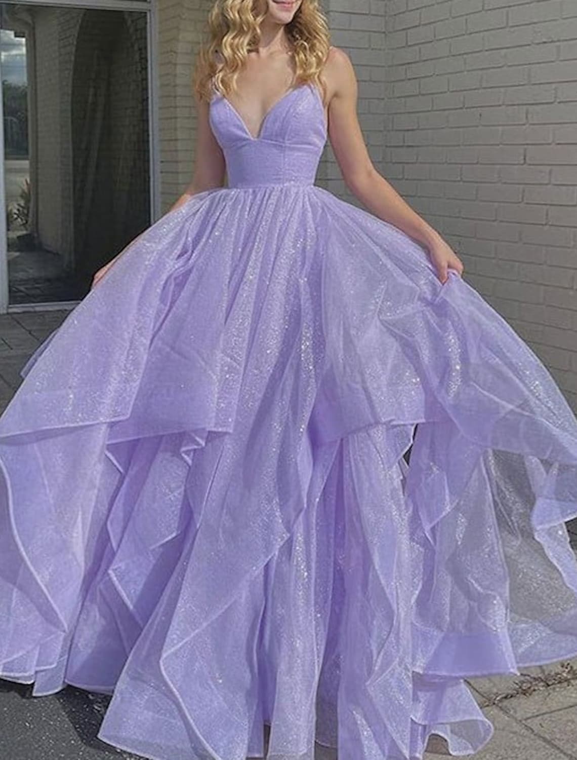 Prom Dresses Glittering Dress Wedding Party Sleeveless Strap Tulle Backless with Sequin Ruffle