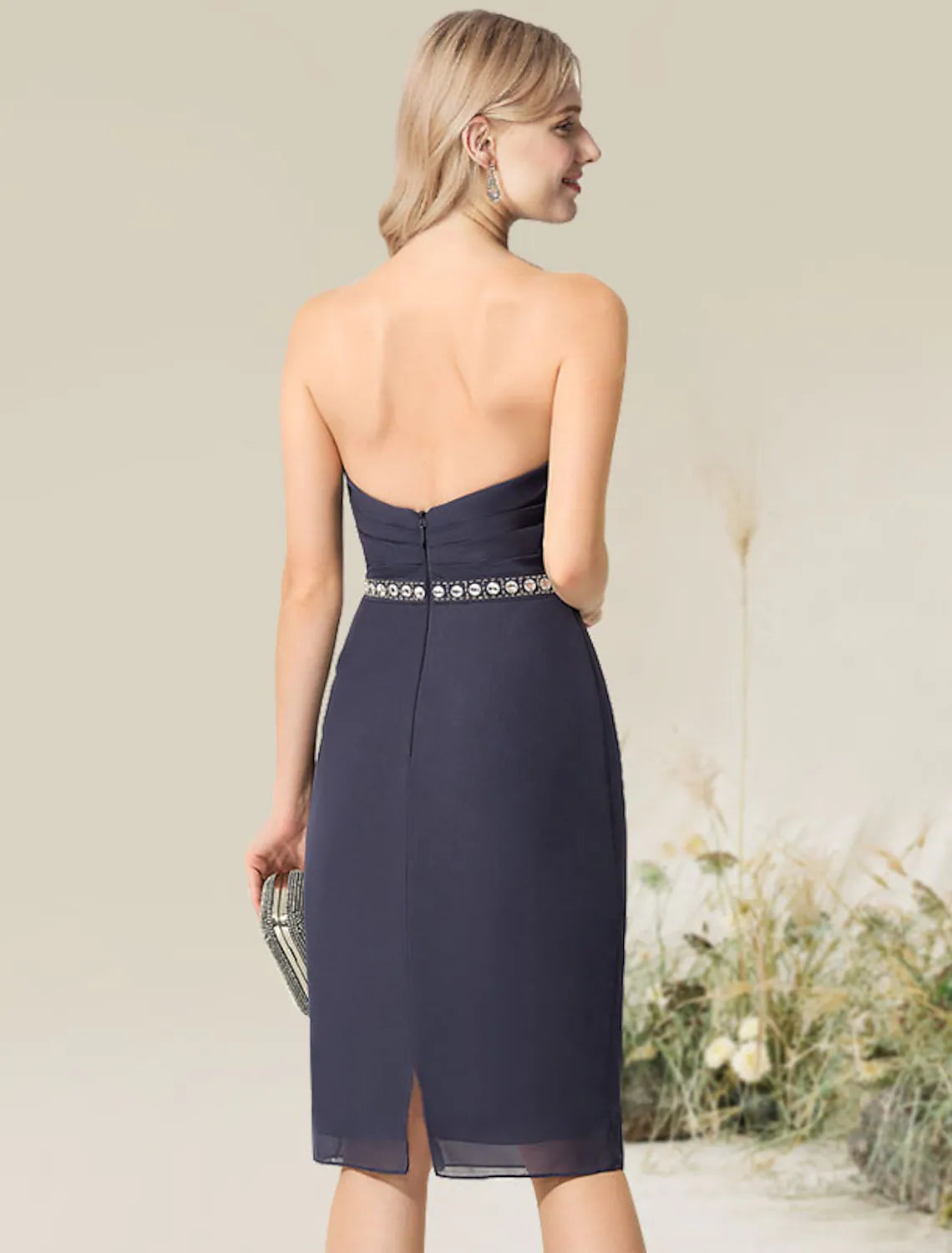 Cocktail Dresses Wedding Knee Length Short Sleeve Strapless Lace