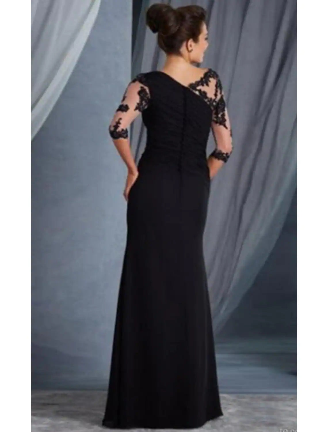 Evening Gown Elegant Dress Wedding Guest Floor Length Half Sleeve Lace Appliques