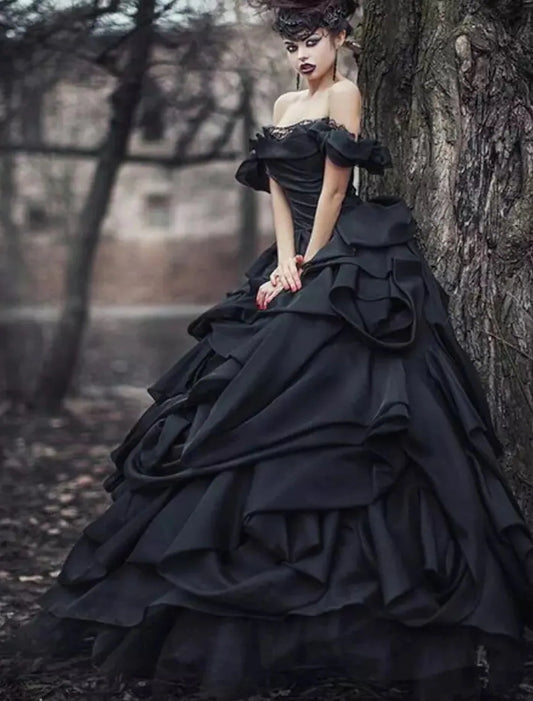 Engagement Wedding Dresses Ball Gown Sleeve Off Shoulder With Lace Ruched