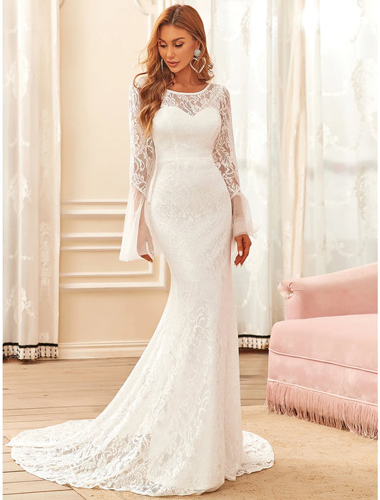 Beach Wedding Dresses Long Sleeve Lace With