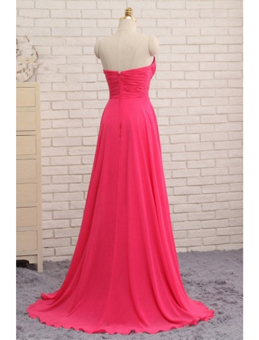 A-Line Prom Dresses Elegant Dress Formal Asymmetrical Sleeveless Strapless Chiffon Backless with Rhinestone Ruched Ruffles