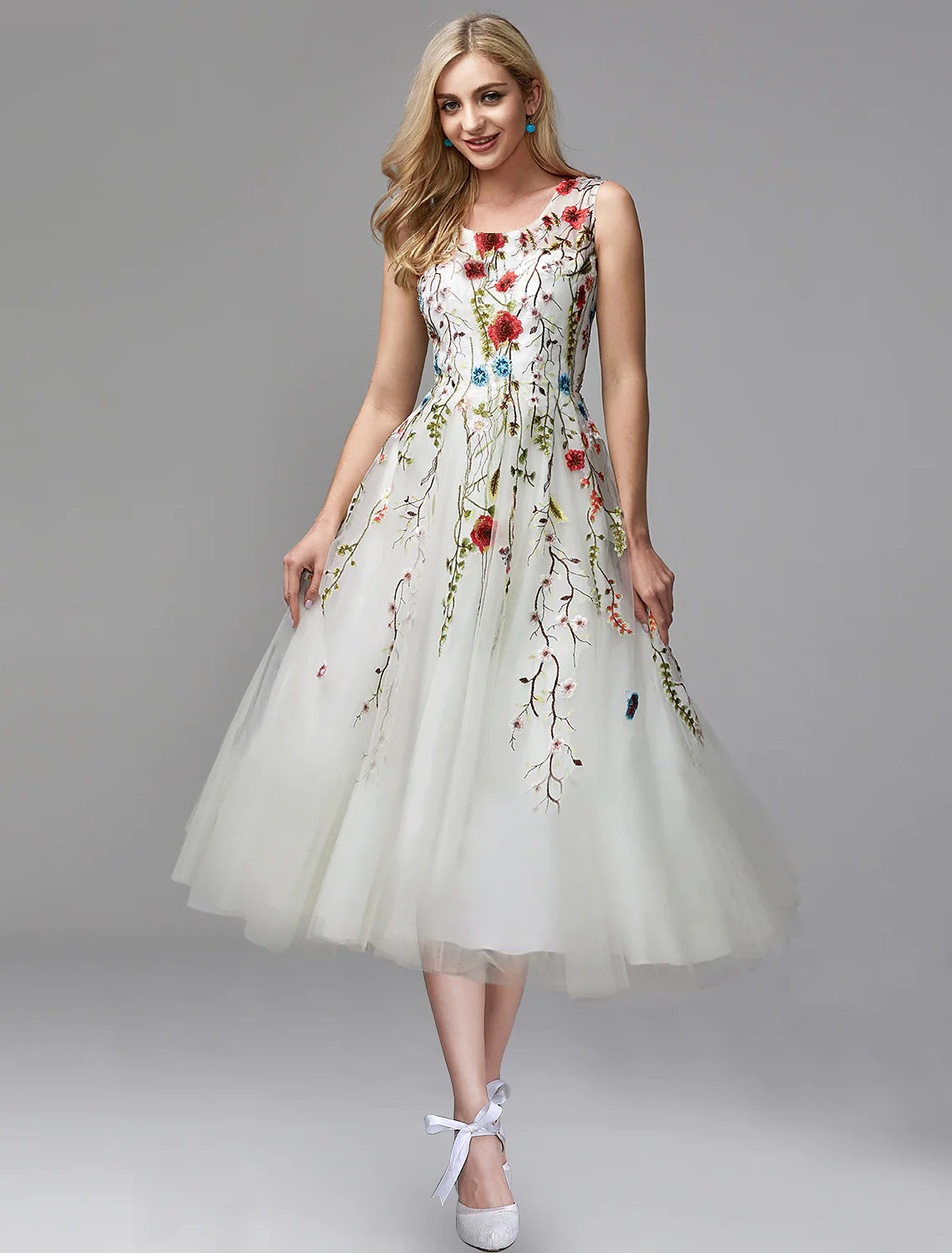 A-Line Prom Dresses Elegant Dress Wedding Length Sleeveless Chiffon with Lace Appliques