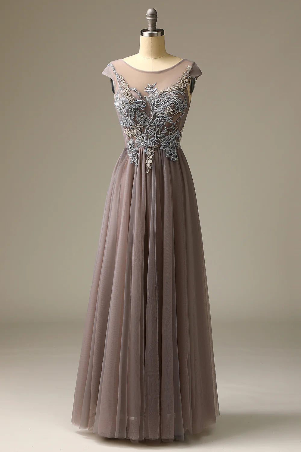 DingJiDress Appliques Grey Prom Dress