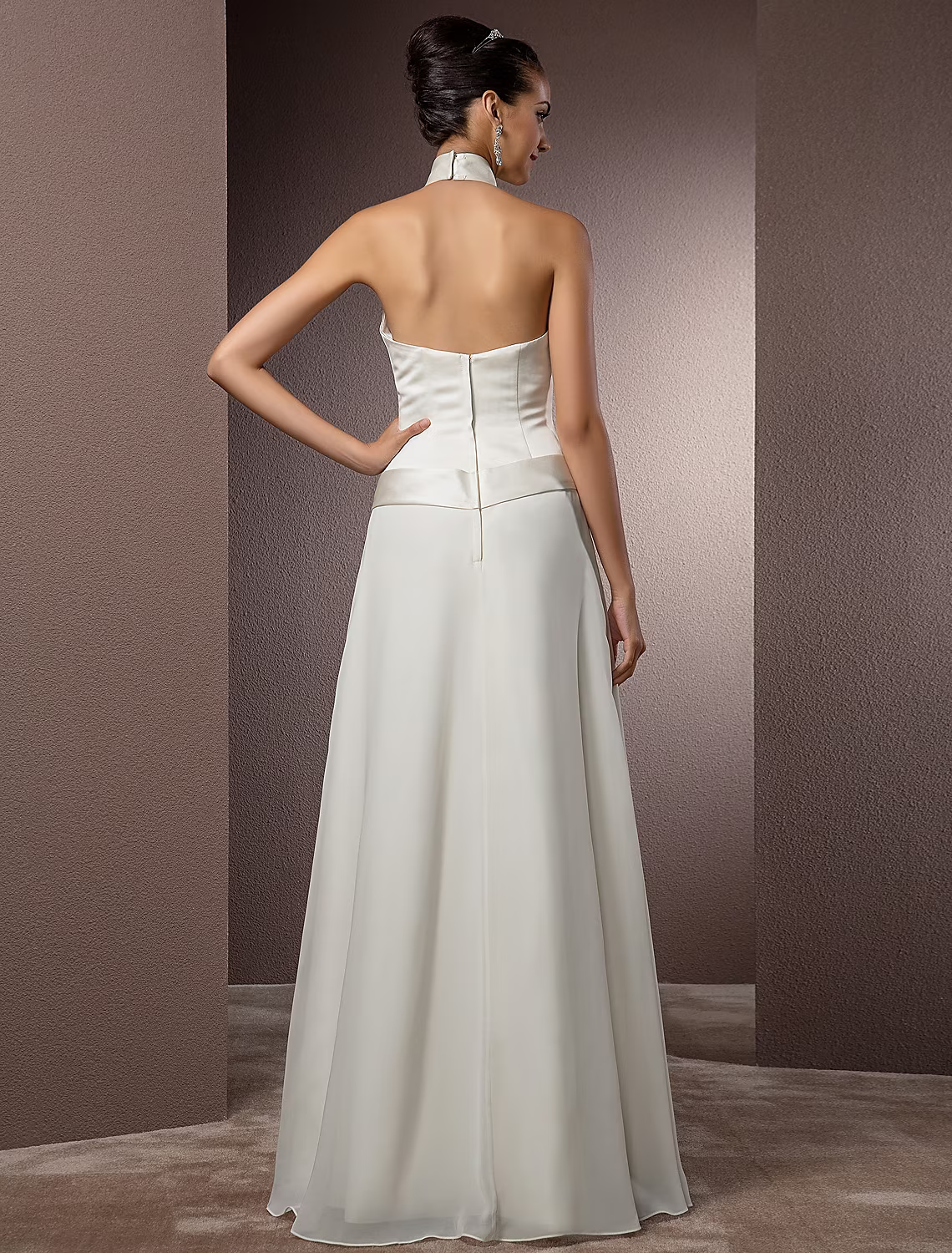 Wedding Dresses Floor Length Regular Straps Chiffon With Sash Ribbon