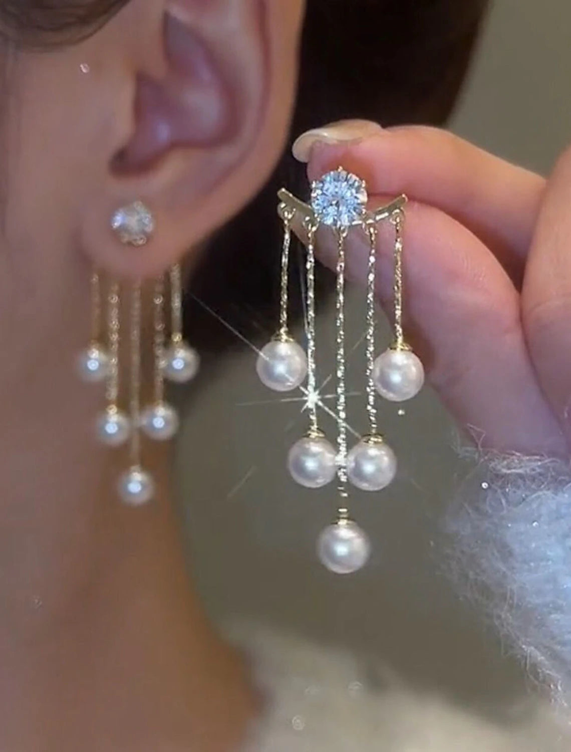 DingJiDress Women‘s Drop Earrings Fine Jewelry Tassel Cute Stylish Earrings Jewelry White For Wedding Party 3 Pairs