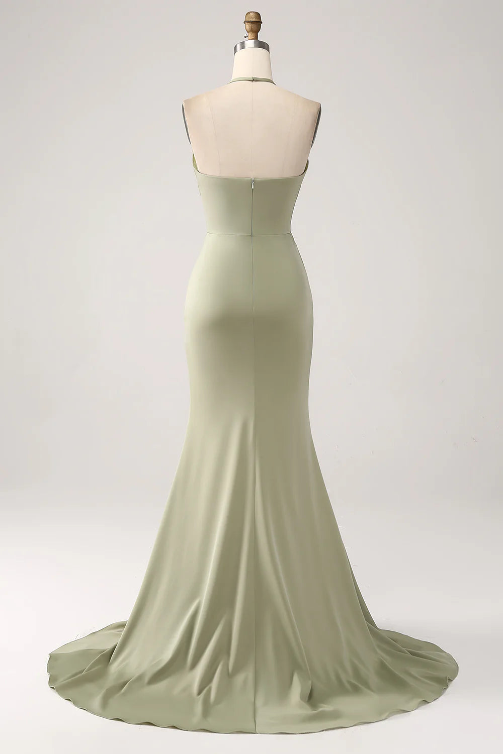 DingJiDress Sheath Pistachio V-Neck Beaded Long Prom Dress With Slit