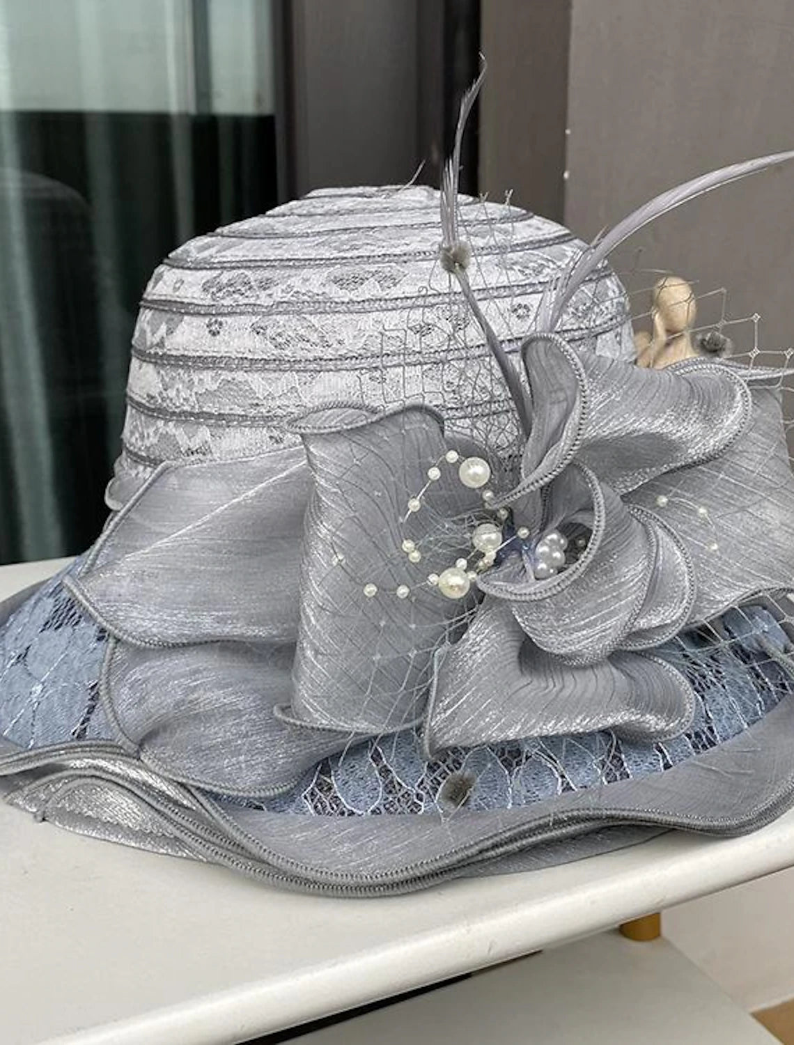 DingJiDress Fascinators Hats Headwear Polyester Straw Hat Casual Holiday Elegant Vintage With Feather Faux Pearl Headpiece Headwear