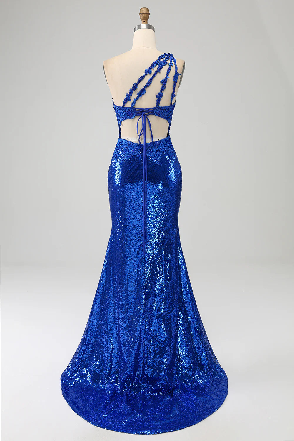 DingJiDress One Shoulder Royal Blue Mermaid Prom Dress with Slit