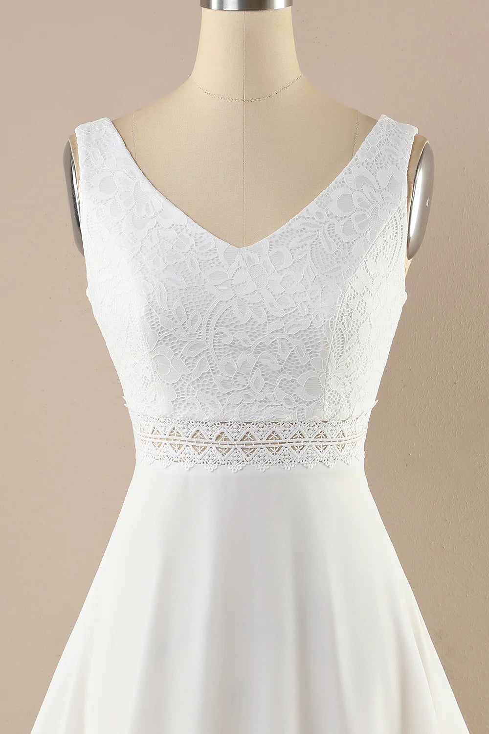 DingJiDress Lace Chiffon Cute Short White Graduation Dress