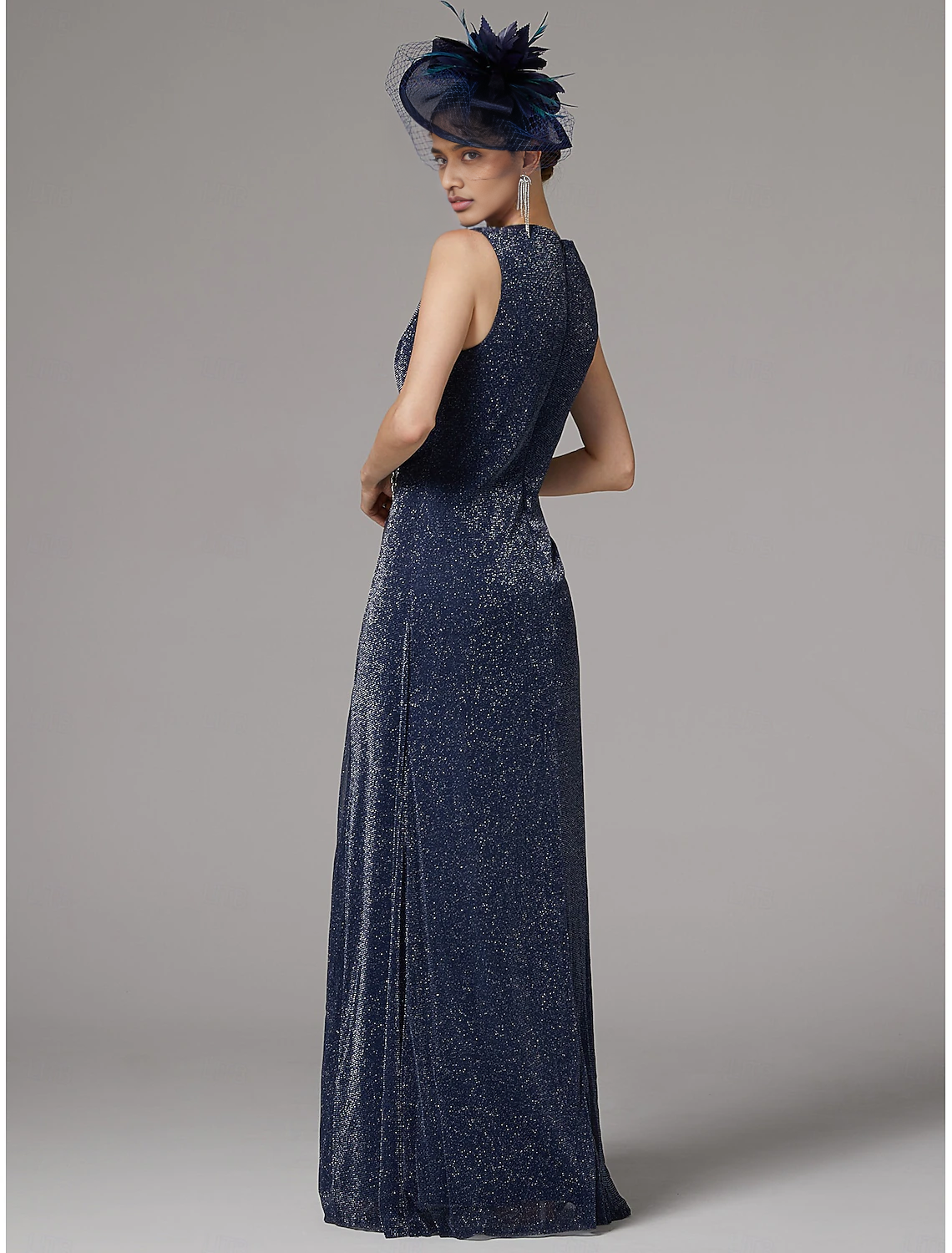 DingJiDress November December Autumn Winter Wedding Guest Dress Two Piece Sheath / Column Dress Suit Elegant Sparkle & Shine Jewel Neck Floor Length Chiffon Long Sleeve with Buttons Mother of the Groom / Bride Dresses