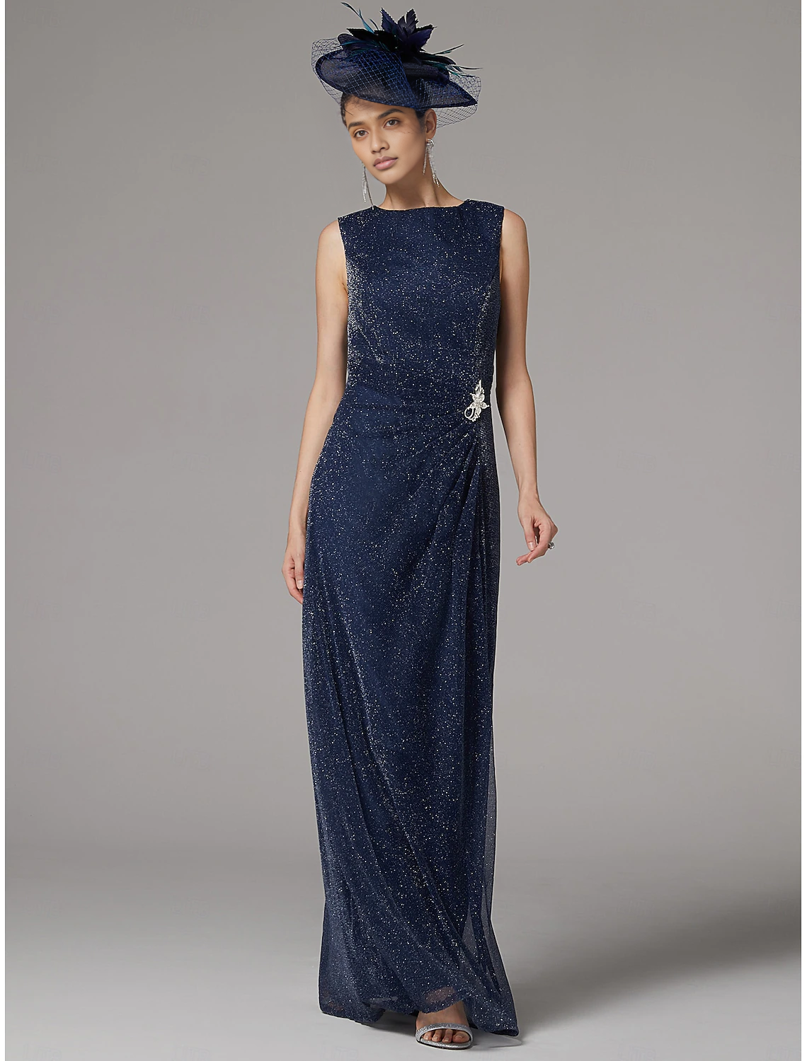 DingJiDress November December Autumn Winter Wedding Guest Dress Two Piece Sheath / Column Dress Suit Elegant Sparkle & Shine Jewel Neck Floor Length Chiffon Long Sleeve with Buttons Mother of the Groom / Bride Dresses