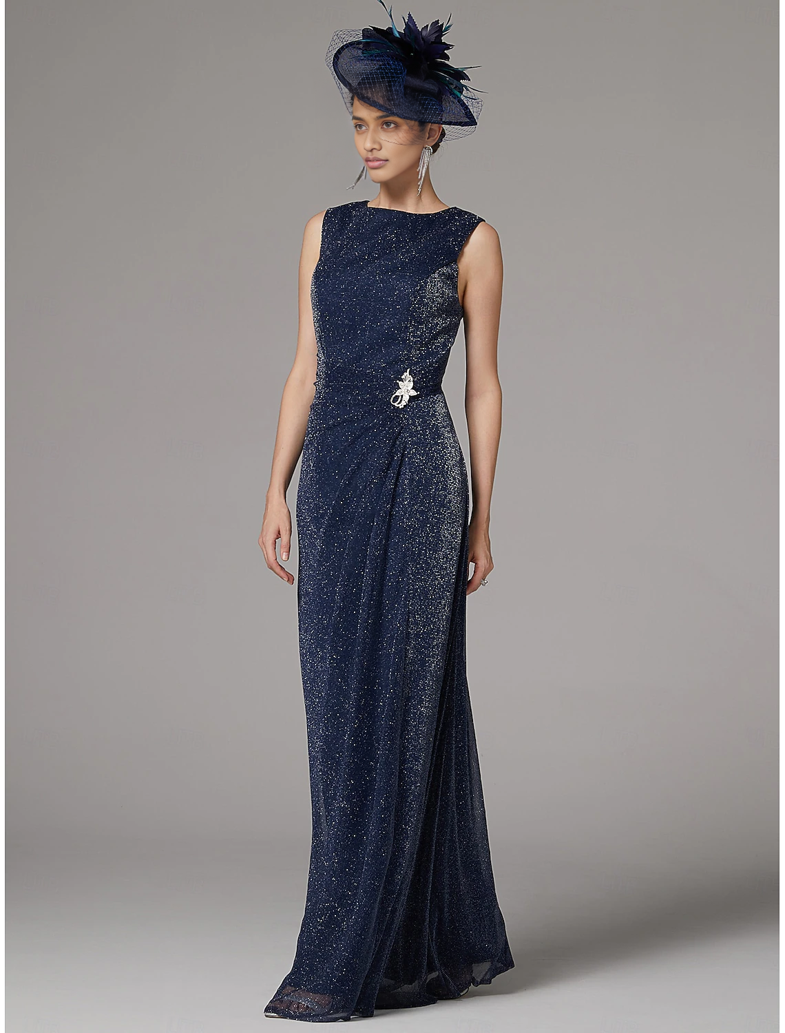 DingJiDress November December Autumn Winter Wedding Guest Dress Two Piece Sheath / Column Dress Suit Elegant Sparkle & Shine Jewel Neck Floor Length Chiffon Long Sleeve with Buttons Mother of the Groom / Bride Dresses